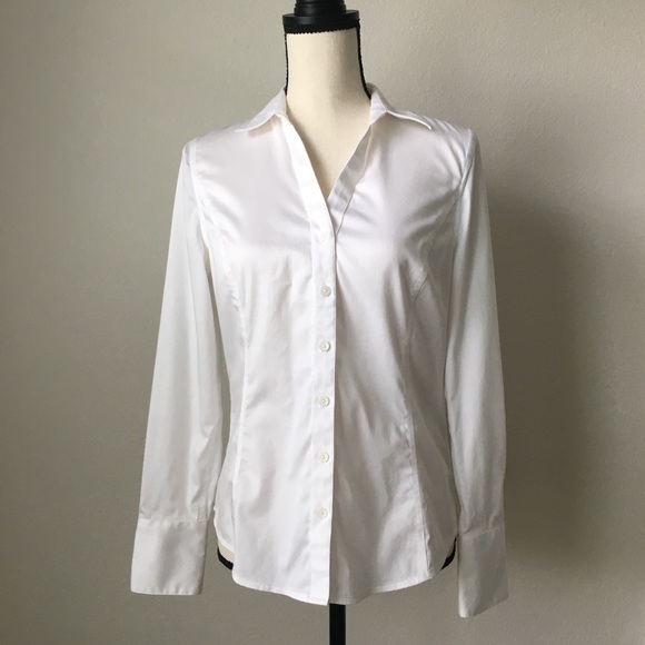 Calvin klein women's white button down shirt Clearance